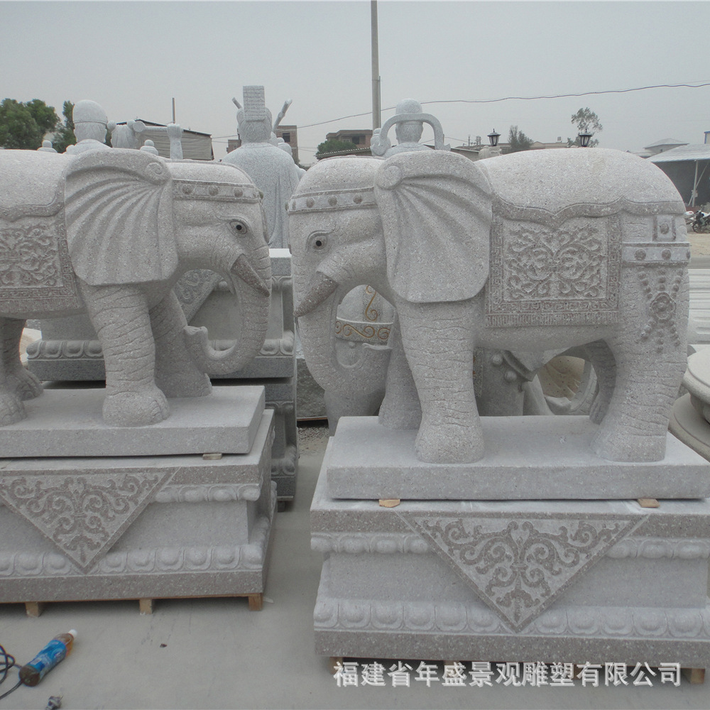 景区石雕大象石材动物雕塑加工订做——福建省景观雕塑公司专业石雕加工